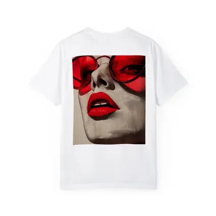 Woman Red Sunglasses Bold Lips Line Art