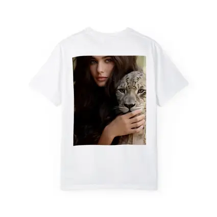 Woman Holding Snow Leopard Soft Background