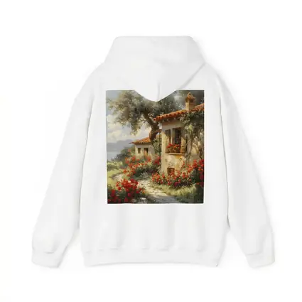 Mediterranean Cottage Garden Red Roses Painting