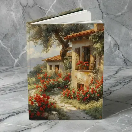 Mediterranean Cottage Garden Red Roses Painting