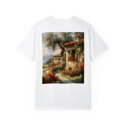 Mediterranean Cottage Garden Red Roses Painting