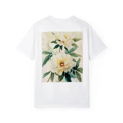 White Peony Flowers Soft Beige Watercolor Art