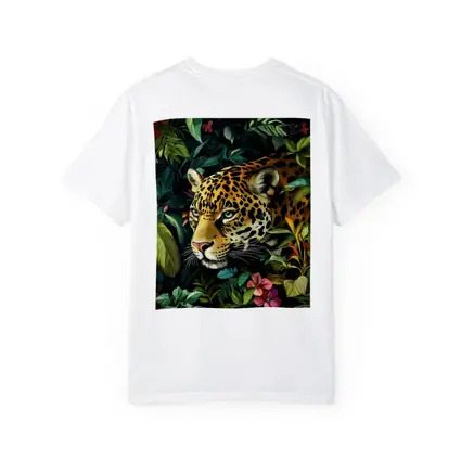 Jaguar Prowling Through Tropical Jungle Flowers