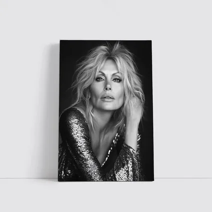 Black and White Blonde Woman Sequin Portrait