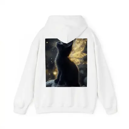 Black Kitten Fairy Wings Starry Night Sky