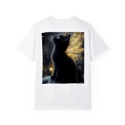 Black Kitten Fairy Wings Starry Night Sky