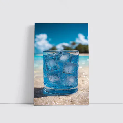 Icy Blue Drink Glass Tropical Beach Setting