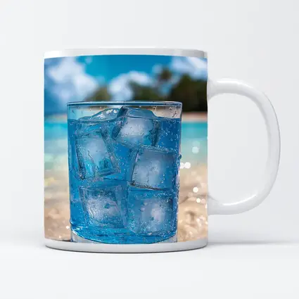 Icy Blue Drink Glass Tropical Beach Setting