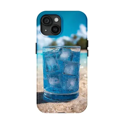 Icy Blue Drink Glass Tropical Beach Setting