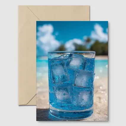 Icy Blue Drink Glass Tropical Beach Setting