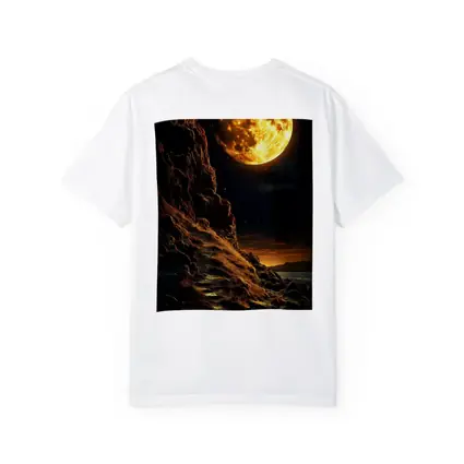 Giant Golden Moon Over Rocky Coastal Cliffs