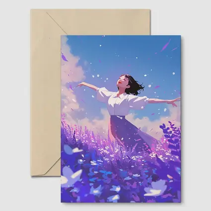 Anime Girl Dancing in Lavender Field