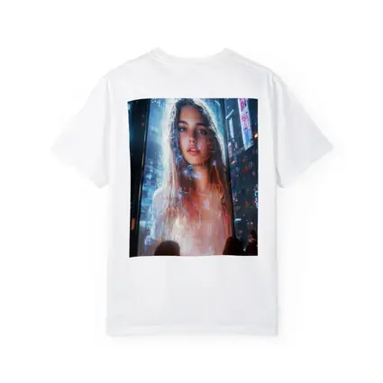 Neon City Girl Holographic Billboard Night