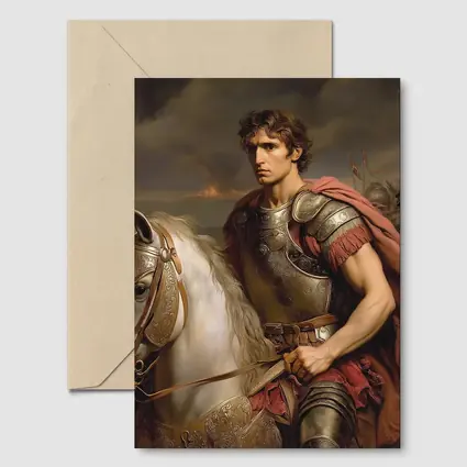 Roman General on White Horse Battle Scene