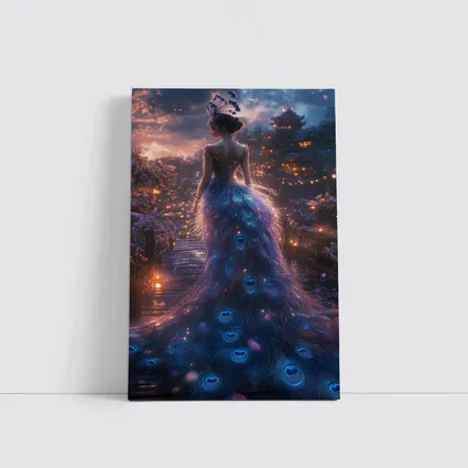 Woman Peacock Gown Fantasy Garden Night