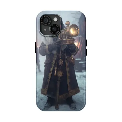 Steampunk Soldier With Lantern Snowy Night