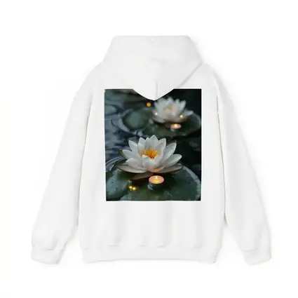 White Lotus Flowers Floating on Dark Water