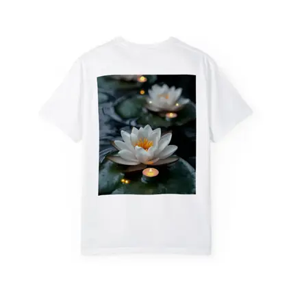 White Lotus Flowers Floating on Dark Water
