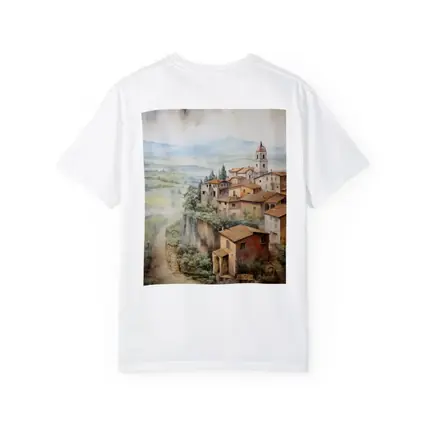 Tuscan Hilltop Village Watercolor Painting Art