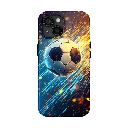 Soccer Ball Flying Through Fire and Light