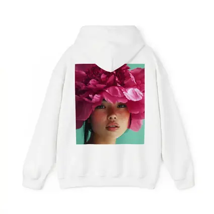 Woman Portrait Giant Pink Peony Flower