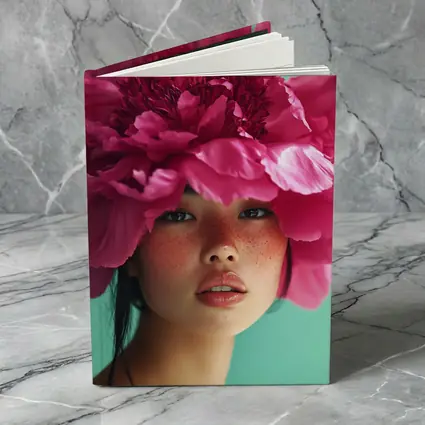 Woman Portrait Giant Pink Peony Flower