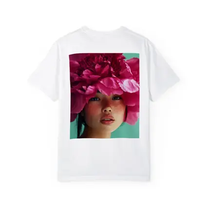 Woman Portrait Giant Pink Peony Flower