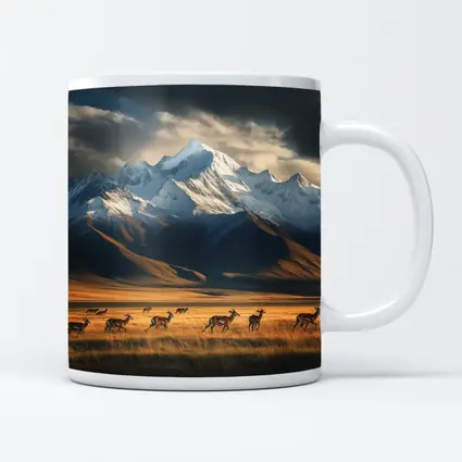 Antelope Herd Running Across Mountain Grasslands