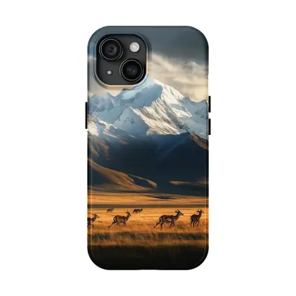 Antelope Herd Running Across Mountain Grasslands
