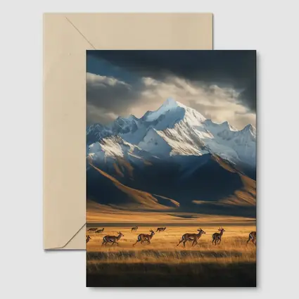 Antelope Herd Running Across Mountain Grasslands