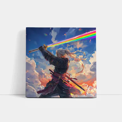 Anime Samurai Warrior Rainbow Sky Art