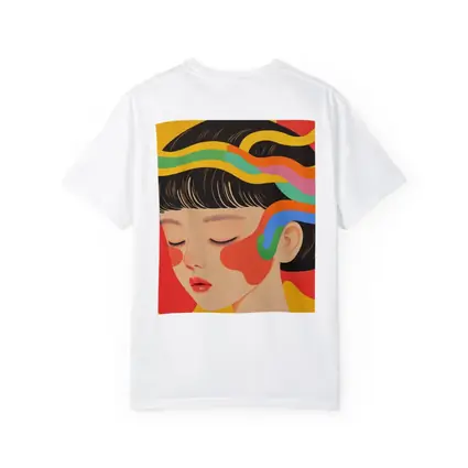 Japanese Woman Illustration Bold Colorful Waves