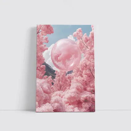 Pink Cherry Blossom Trees Surreal Glass Sphere