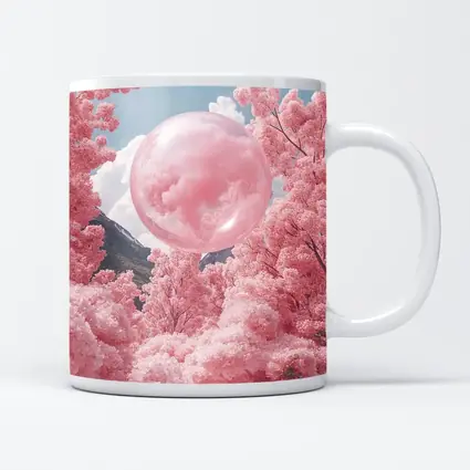 Pink Cherry Blossom Trees Surreal Glass Sphere