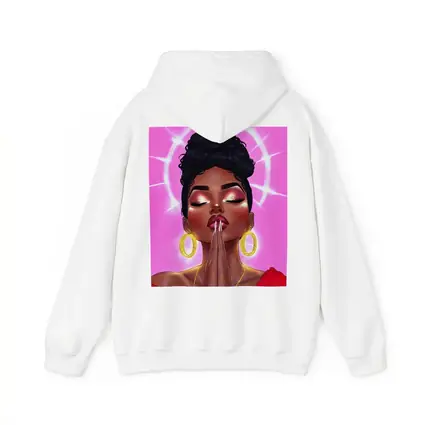 Praying Black Woman Illustration Pink Background