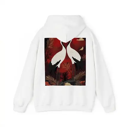 Red Crowned Cranes Japanese Dark Red Art