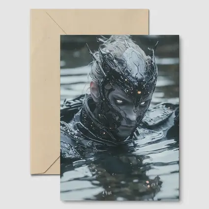 Dark Armored Warrior Rising From Water