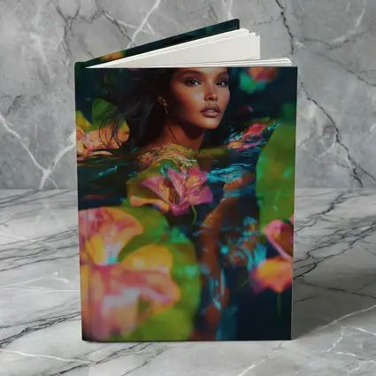 Woman Surrounded By Tropical Flowers Water