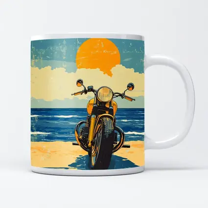 Retro Motorcycle Parked On Sunny Beach