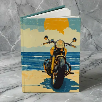 Retro Motorcycle Parked On Sunny Beach