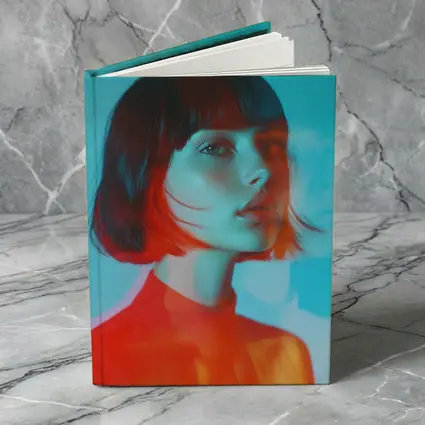 Woman Portrait Double Exposure Teal Background