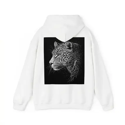 Leopard Portrait Black White Scratchboard Art