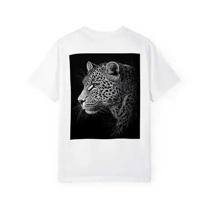 Leopard Portrait Black White Scratchboard Art