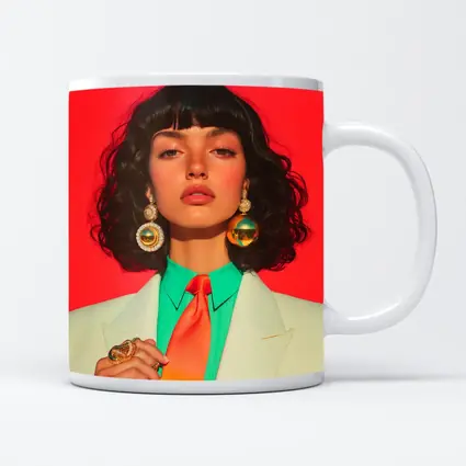 Retro Fashion Woman Bold Red Background
