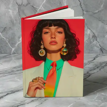 Retro Fashion Woman Bold Red Background