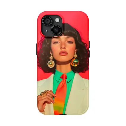 Retro Fashion Woman Bold Red Background