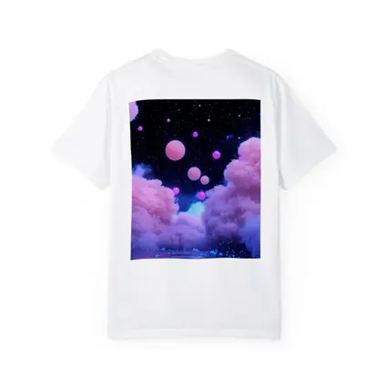 Pink Clouds Floating Spheres Starry Night Sky