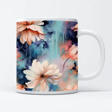 Watercolor Daisy Flowers Blue Dreamy Background
