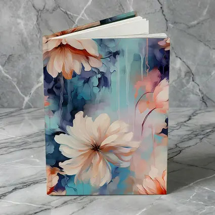 Watercolor Daisy Flowers Blue Dreamy Background