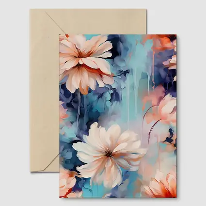 Watercolor Daisy Flowers Blue Dreamy Background